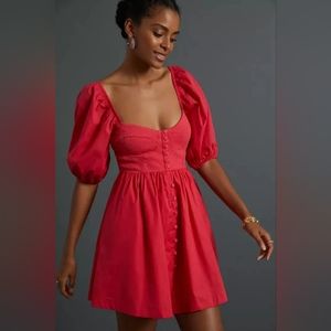 Puff-Sleeved Sweetheart Mini dress  M